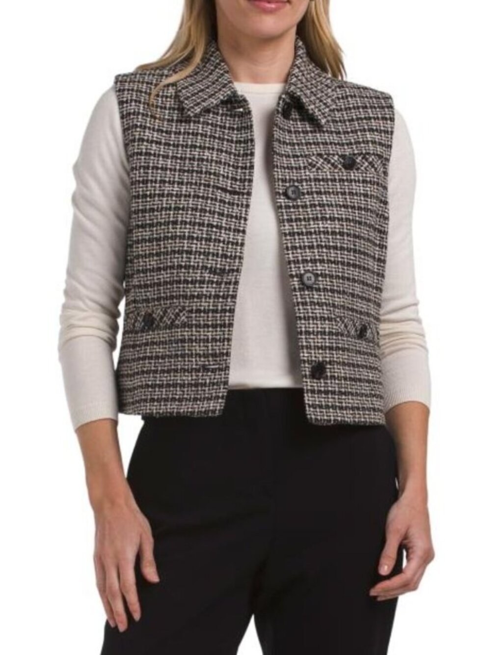 THEORY Striped Tweed Vest